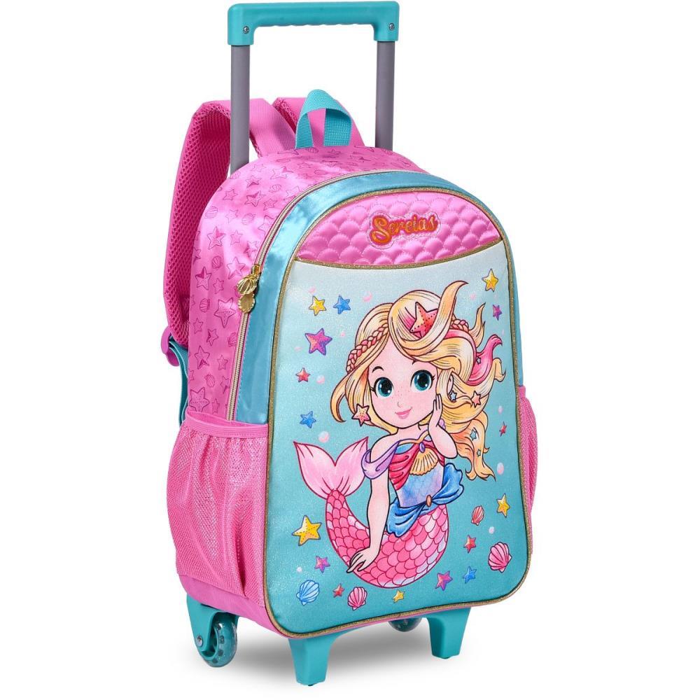 MOCHILA INFANTIL COM RODINHA SEREIAS G ESTOJO+LANCHEIRA CLIO KIT