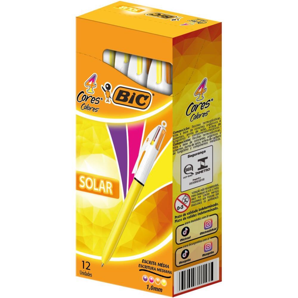 CANETA ESFEROGRAFICA BIC 4 CORES SOLAR FASHION BIC CX.C/12
