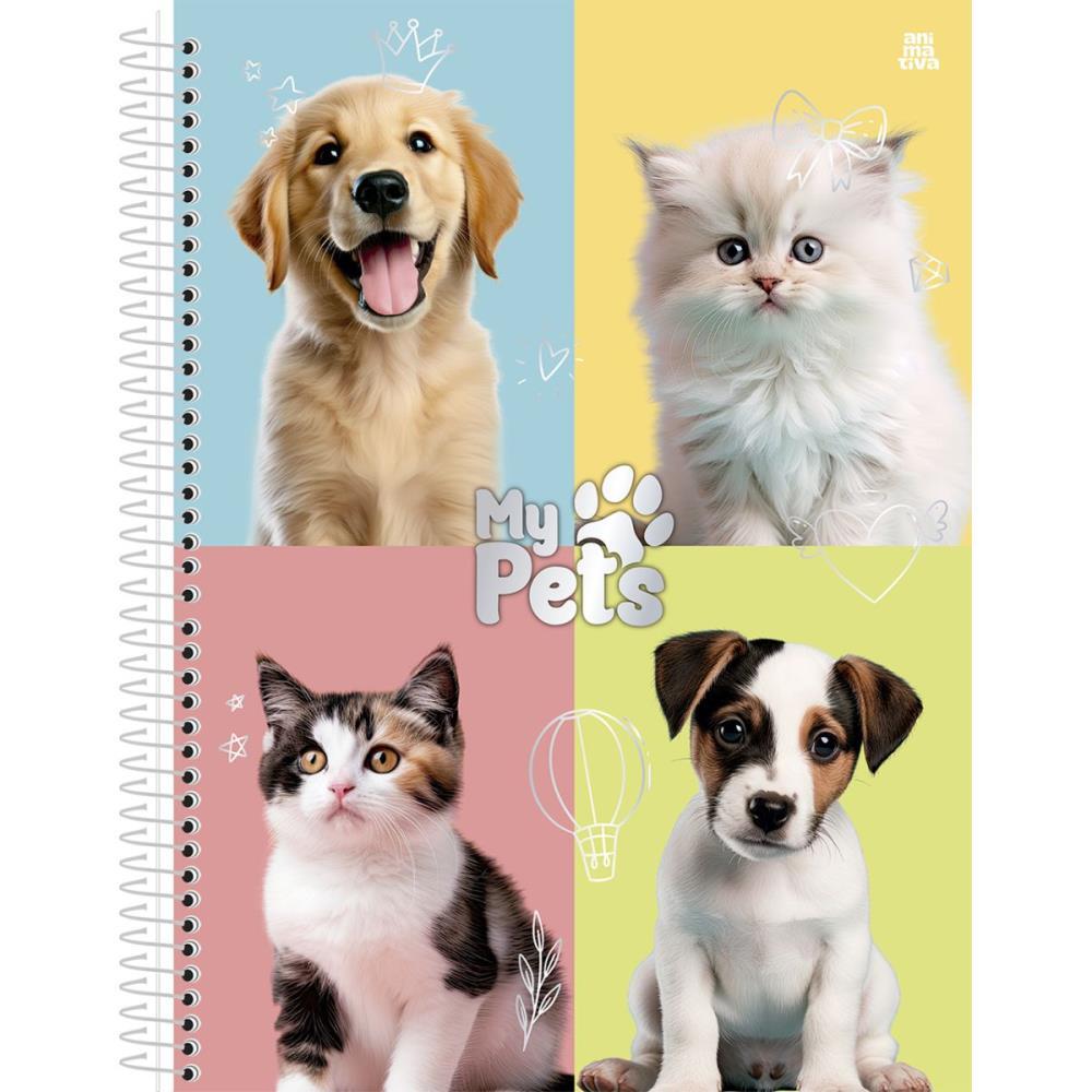 CADERNO ESPIRAL 1/4 CAPA DURA MY PETS 80F SD INOVACOES UNIDADE
