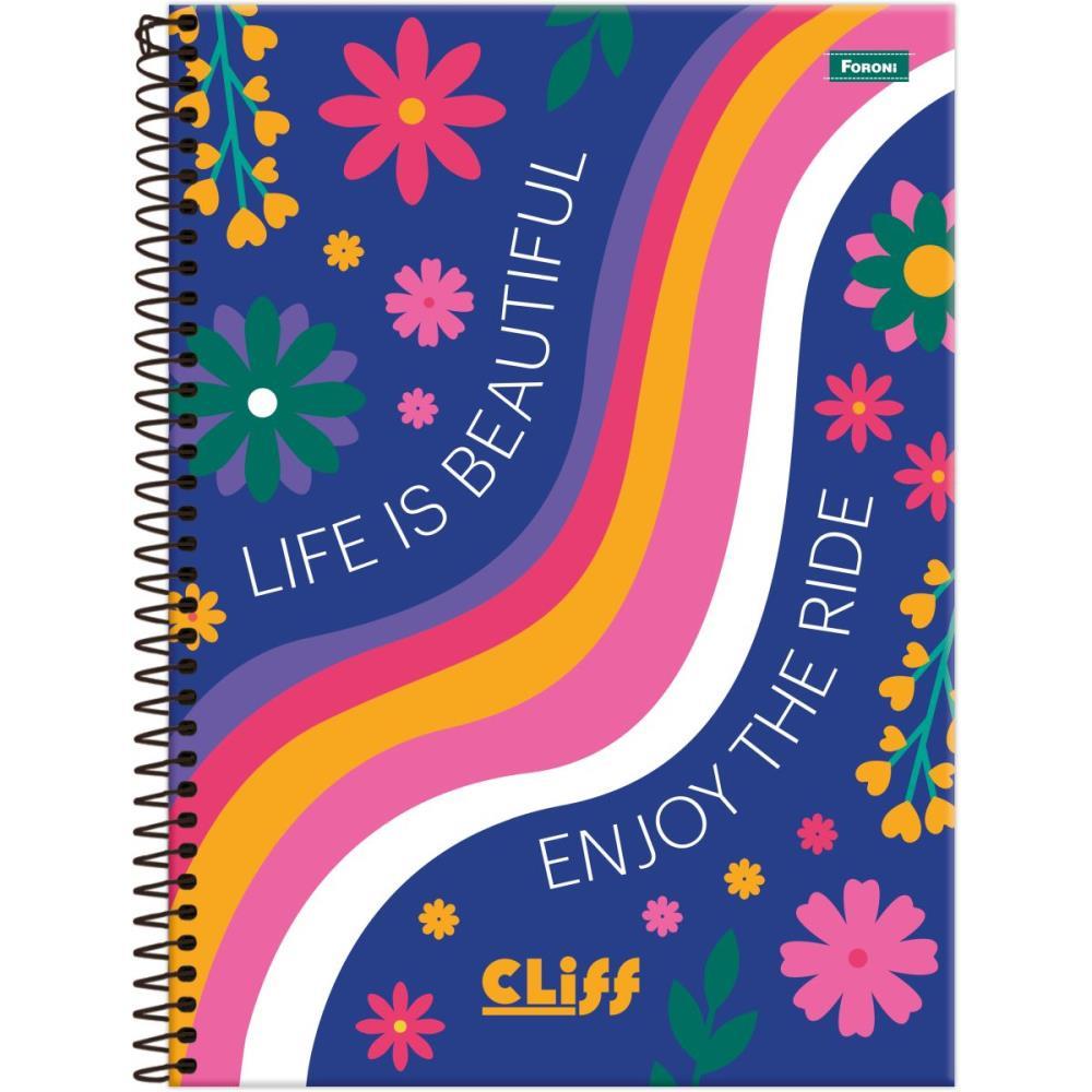 CADERNO ESPIRAL 1/4 CAPA DURA CLIFF FEMININO 80FLS. FORONI UNIDADE
