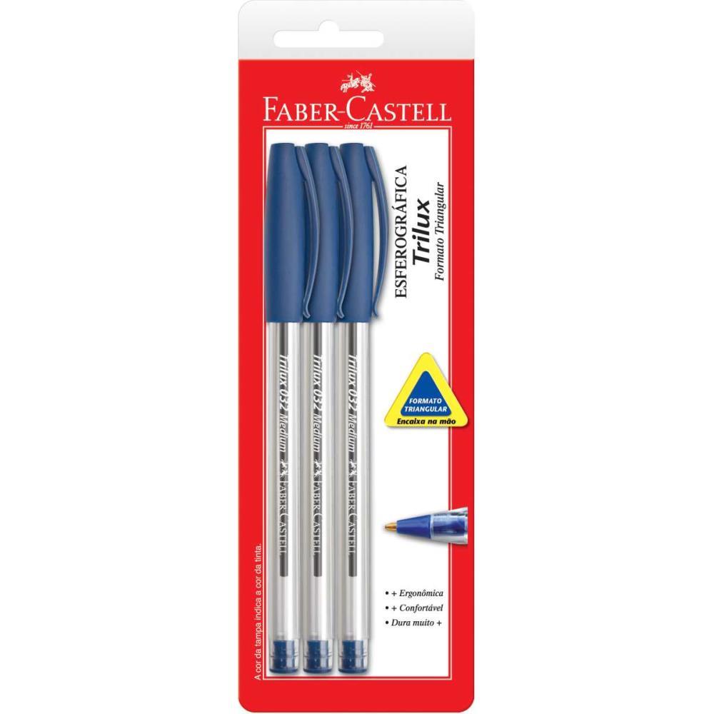 CANETA ESFEROGRAFICA TRILUX 1.0MM AZUL BL.C/3 FABER-CASTELL UNIDADE