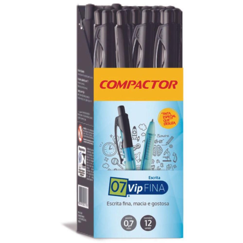 CANETA ESFEROGRAFICA RETRATIL 07 VIP FINA PT COMPACTOR UNIDADE