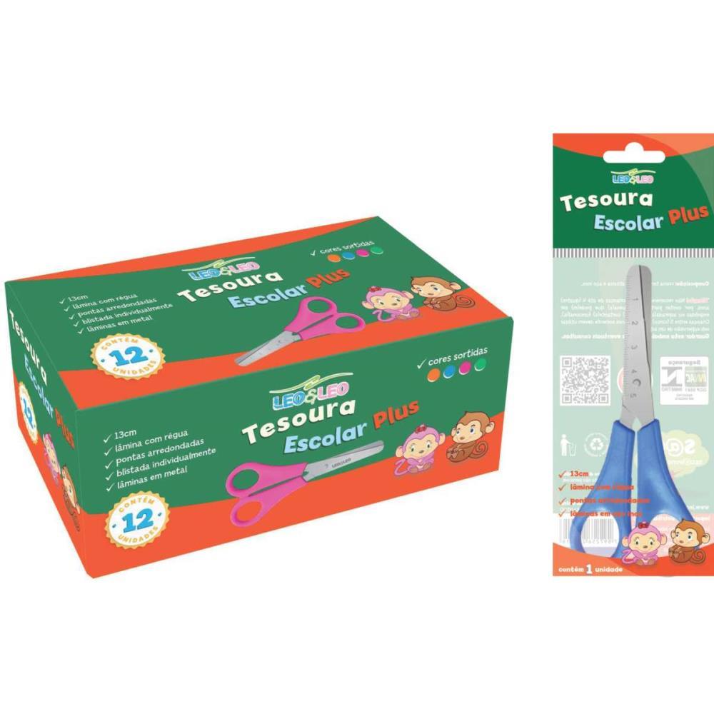 TESOURA ESCOLAR SORTIDAS 13CM LEONORA UNIDADE