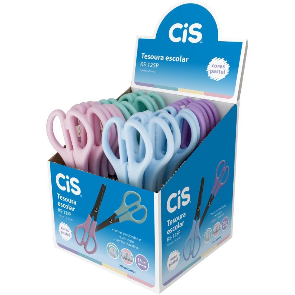 TESOURA ESCOLAR CIS KS-125P 4 CORES PASTEL SERTIC UNIDADE