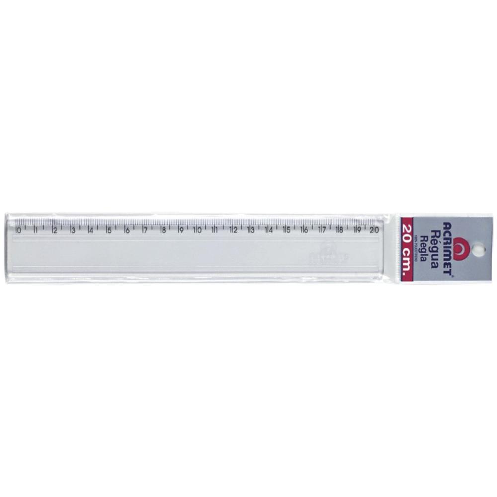 REGUA DE POLIESTIRENO TRANSPARENTE 20CM. ACRIMET UNIDADE