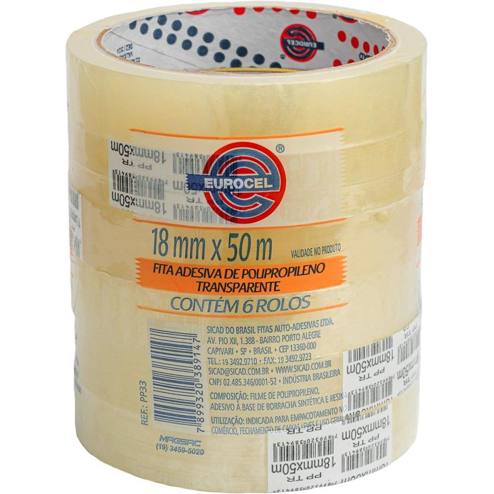 FITA PARA EMPACOTAMENTO PP 33 18MMX50M TRANSPARENTE EUROCEL UNIDADE