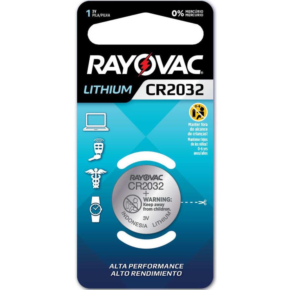 PILHA BATERIA BOTAO CR2032 3V. LITHIUM RAYOVAC UNIDADE