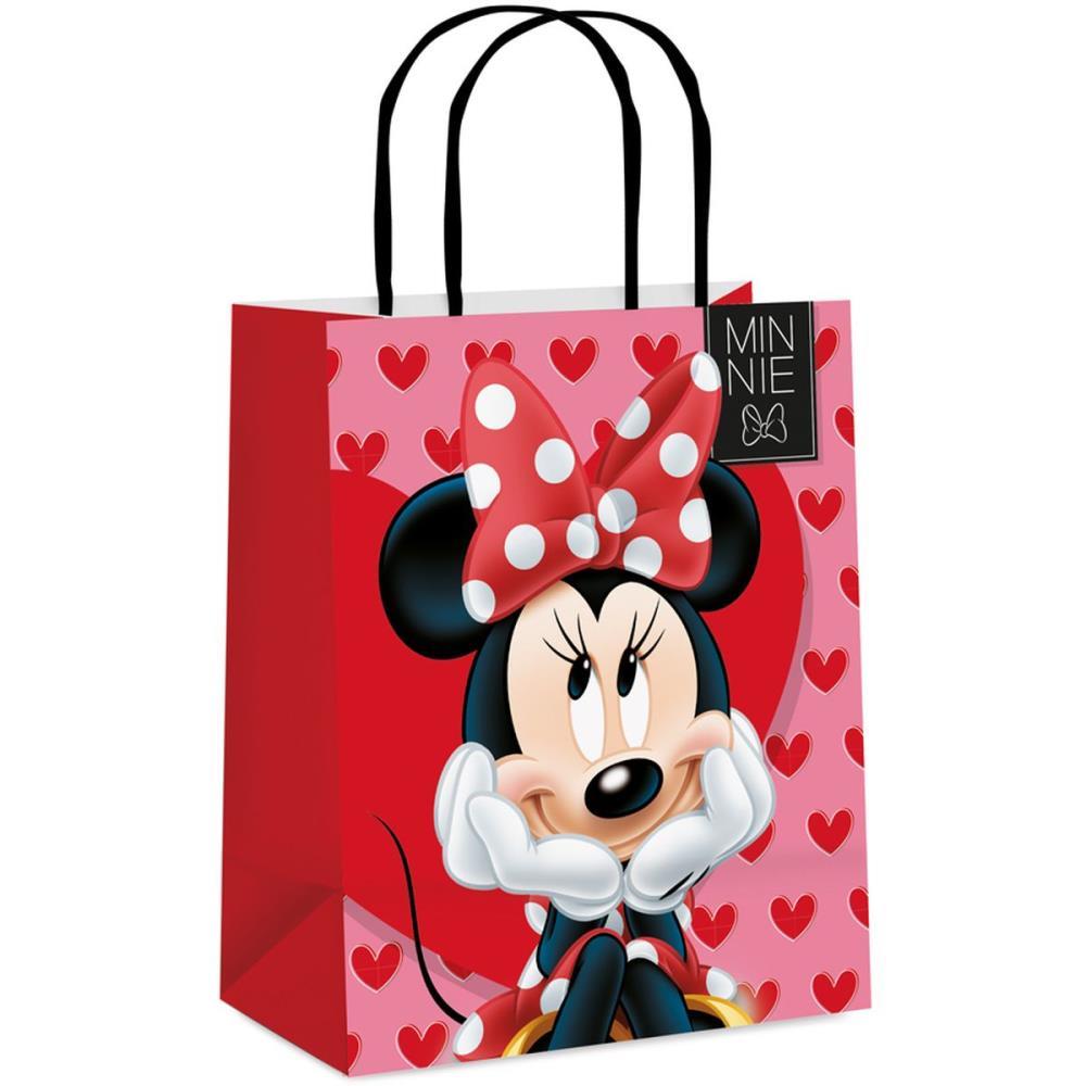 SACOLA PARA PRESENTE DECORADA MINNIE LOVE M 26X19X9CM CROMUS UNIDADE
