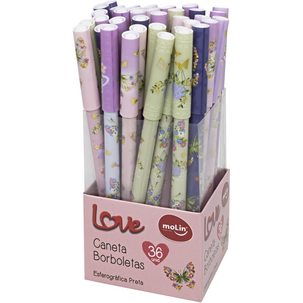 CANETA ESFEROGRAFICA LOVE BORBOLETAS (S)TINTA PRETA MOLIN DP.C/36