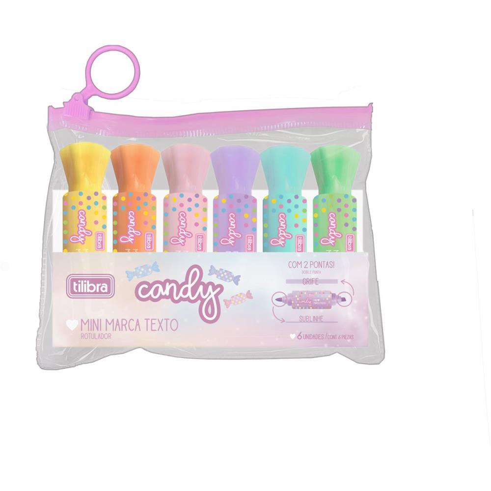 CANETA MARCA TEXTO MINI CANDY DUAS PONTAS 6 CORES TILIBRA ESTOJO