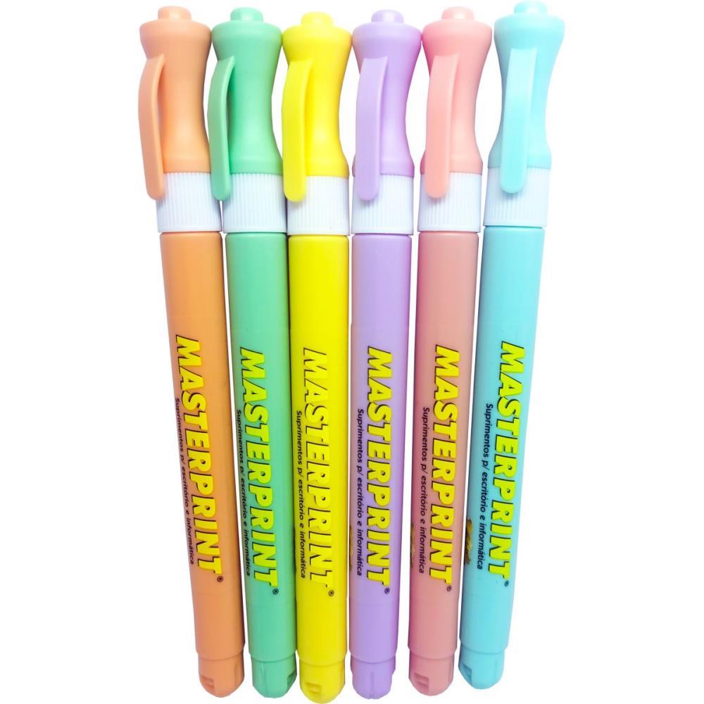 CANETA MARCA TEXTO MP 611 PASTEL SLIM 6 CORES MASTERPRINT ESTOJO