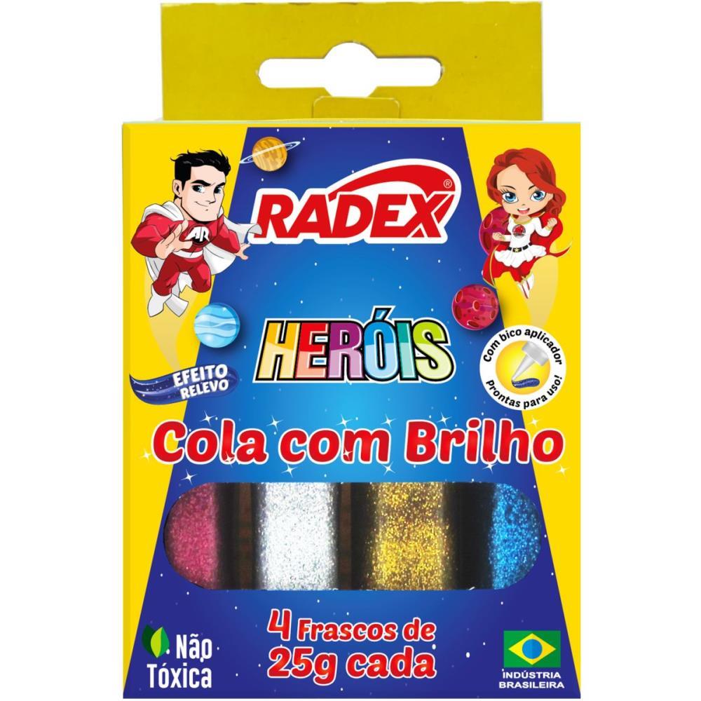 COLA COM GLITTER TUBO 25G. 4 CORES RADEX ESTOJO
