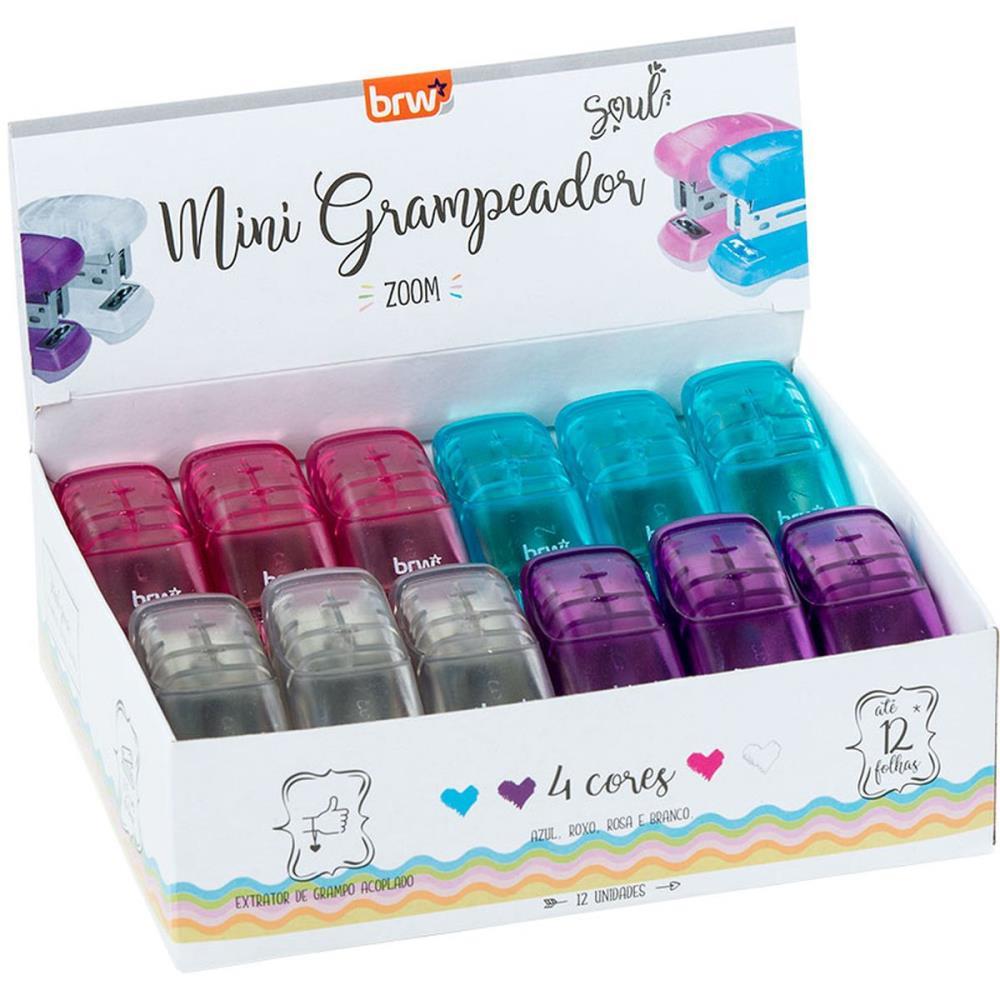 GRAMPEADOR MINI P/10FLS 6CM PLAST. AZ/VM/AM/VD BRW DP.C/12