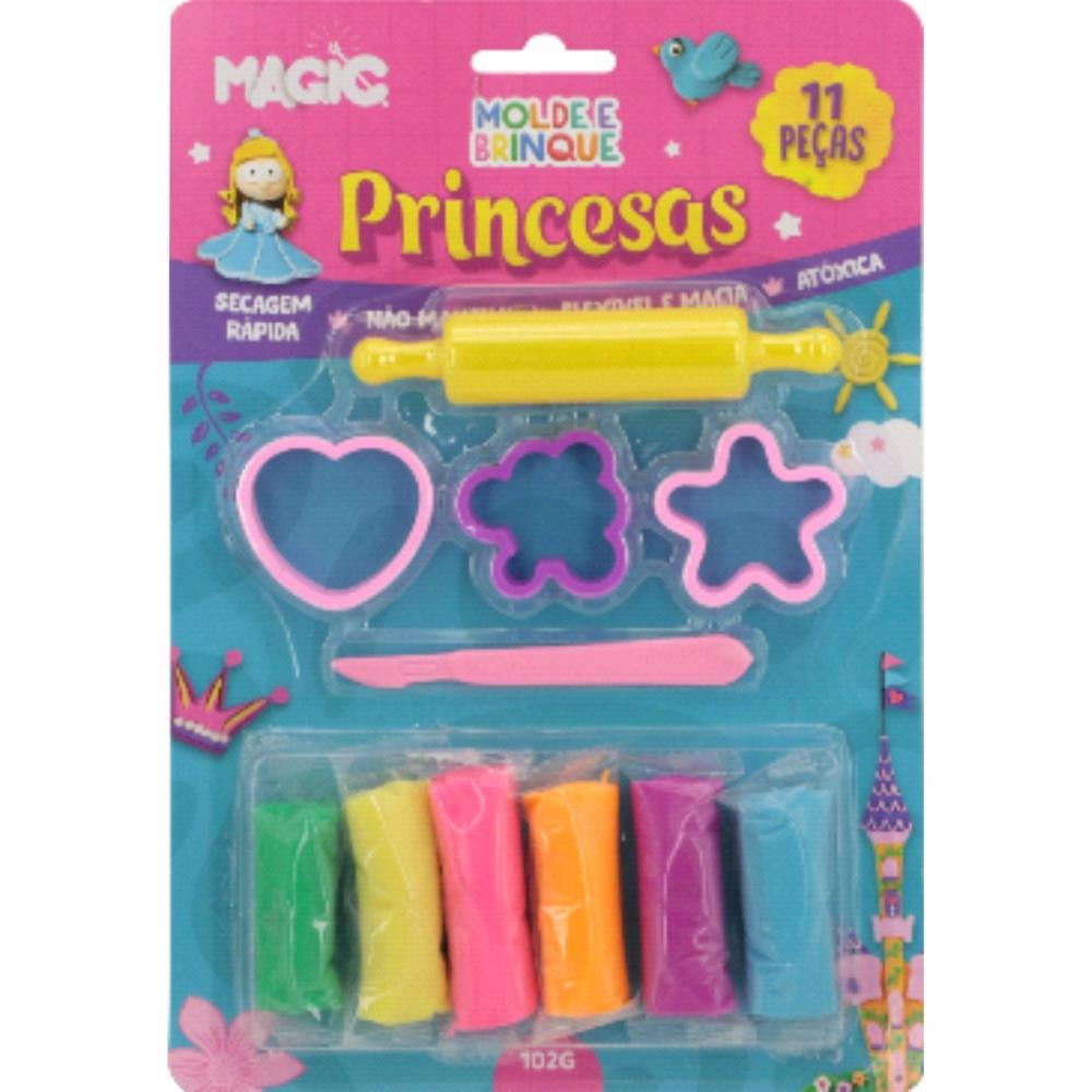 MASSA PARA MODELAR CRIATIVA PRINCESAS 11PCS MOLDE E BRINQU MAGIC KIDS UNIDADE