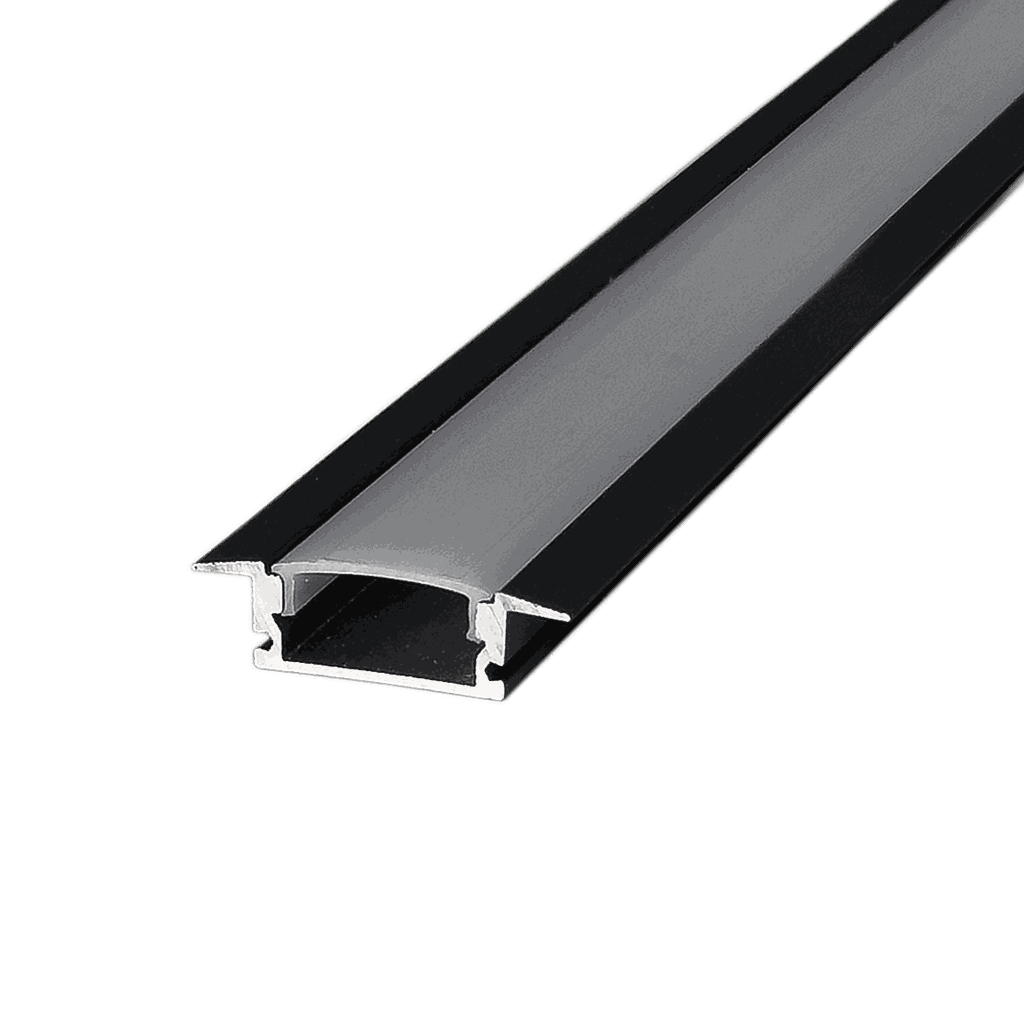 Perfil Aluminío Fit 7x23mm Embutir Preto 2 Mts Kian