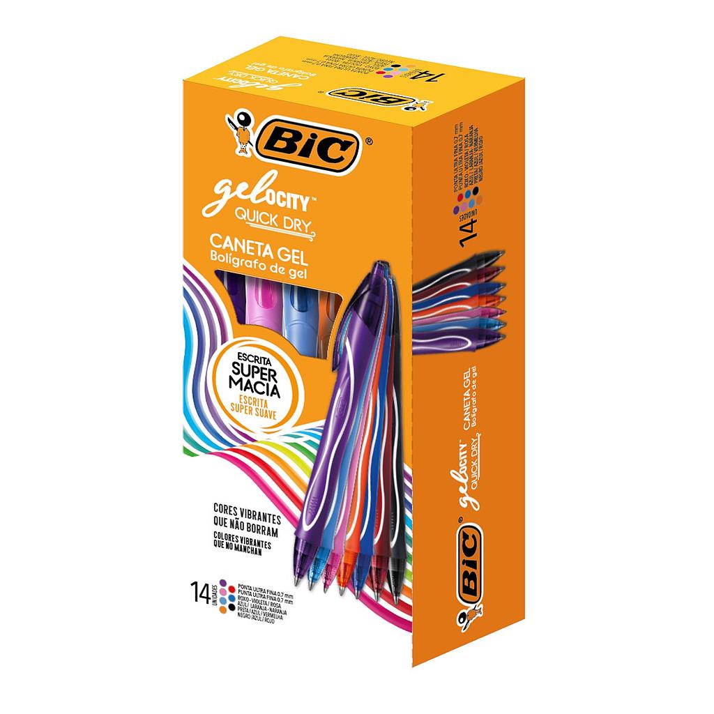 CANETA ESFEROGRAFICA BIC GELOCITY QUICK DRY 0.7MM FINA SORTIDA COM 14