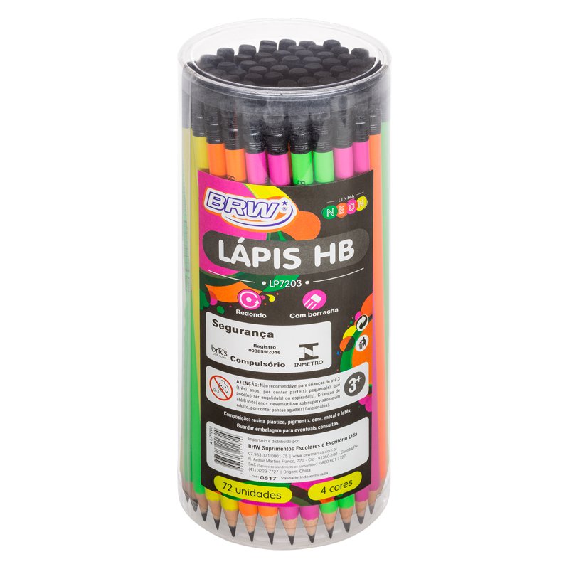 LAPIS PRETO BRW NEON RED. HB C/B C/72 LP7203