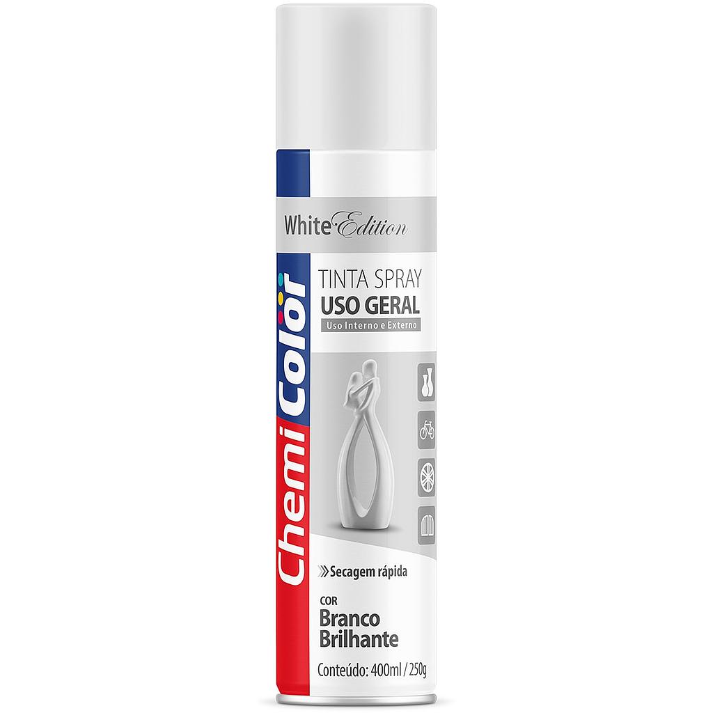 TINTA SPRAY USO GERAL CHEMICOLOR 400ML BRANCO BRILHANTE - 95
