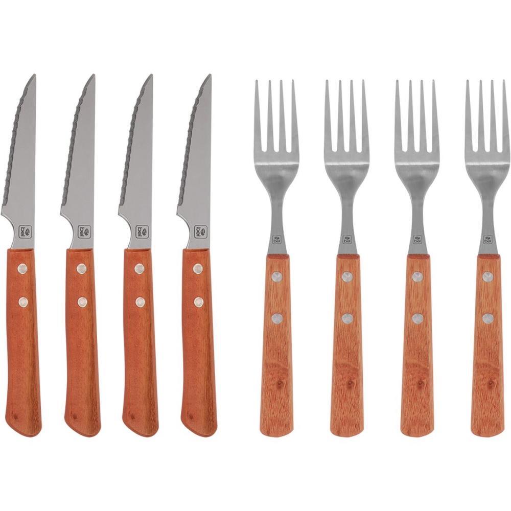 TALHER JOGO INOX CABO DE MADEIRA 8PCS BEL UNIDADE