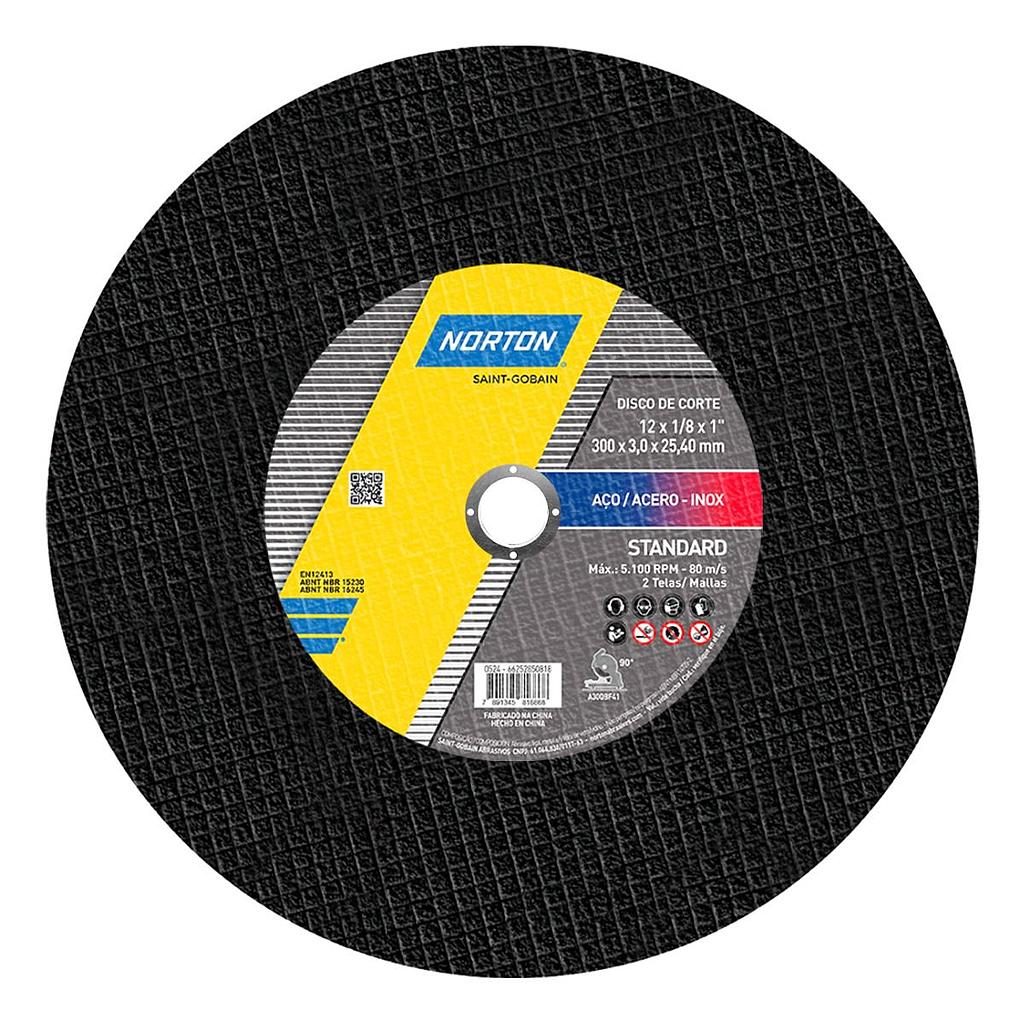 DISCO DE CORTE NORTON STANDARD PARA INOX 300 X 3,0 X 25,4MM