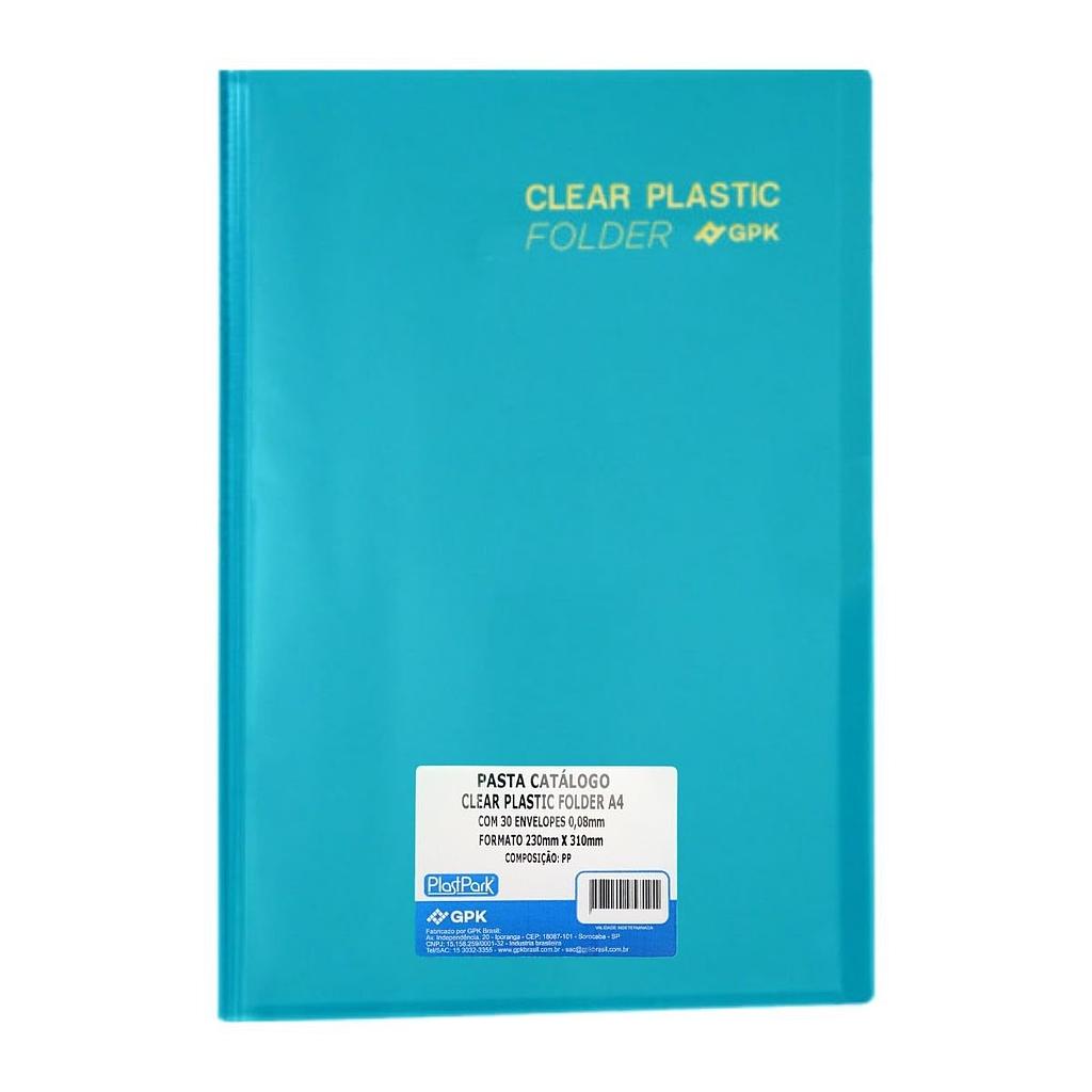 PASTA CATALOGO CLEAR BOOK GPK A4 AZUL COM 30 SACOS