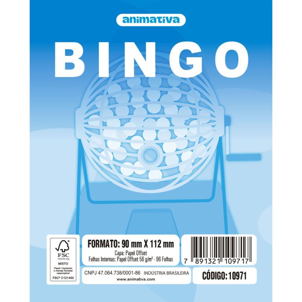 BLOCO PARA BINGO AZUL 90X112MM 96 FOLHAS ANIMATIVA PCT.C/10