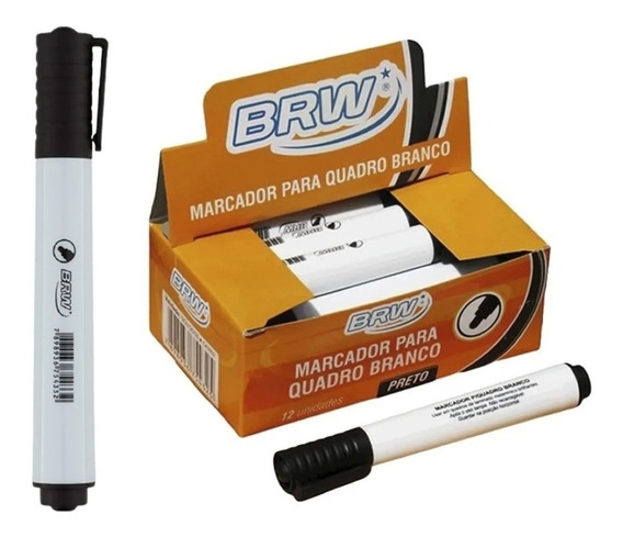MARCADOR PARA QUADRO BRANCO BRW PRETO C/12