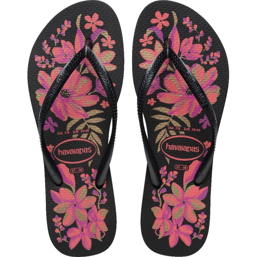 CHINELO HAVAIANAS FEMININO SLIM ORGANIC 35/6 PRETO/OURO HAVAIANAS PAR