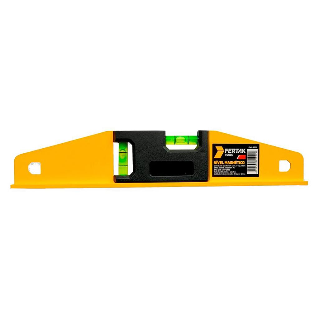 NIVEL DE ALUMINIO MAGNETICO FERTAK 30CM COM 2 BOLHAS