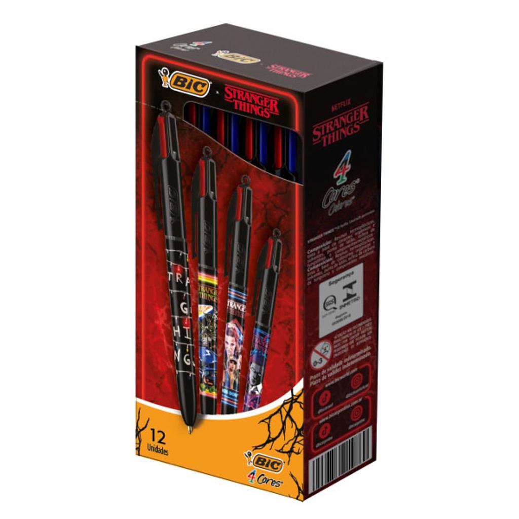 CANETA ESFEROGRAFICA BIC 4 CORES 1.0MM STRANGER THINGS 1 A 4 TEMP C/12