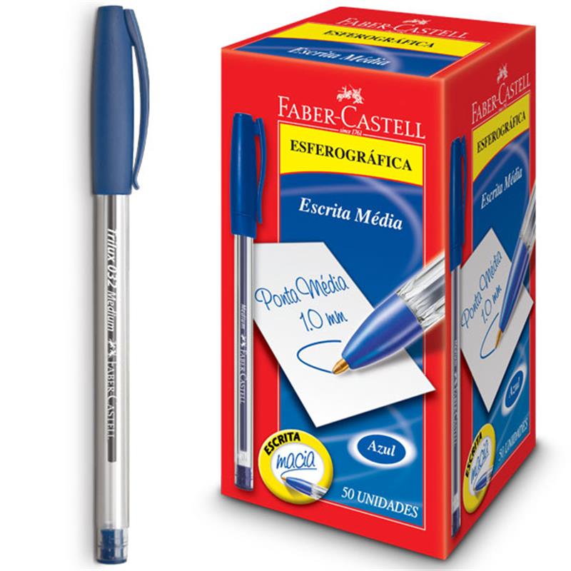 CANETA ESFEROGRAFICA TRILUX PONTA MEDIA AZUL - FABER-CASTELL CX.C/12