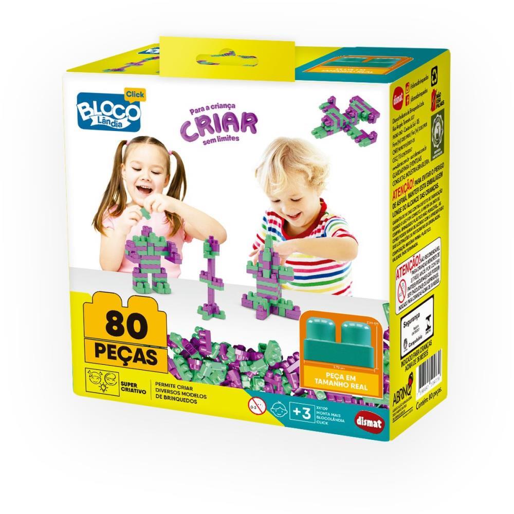 BRINQUEDO PARA MONTAR MAIS BLOCOLANDIA CLICK 80PECAS DISMAT UNIDADE