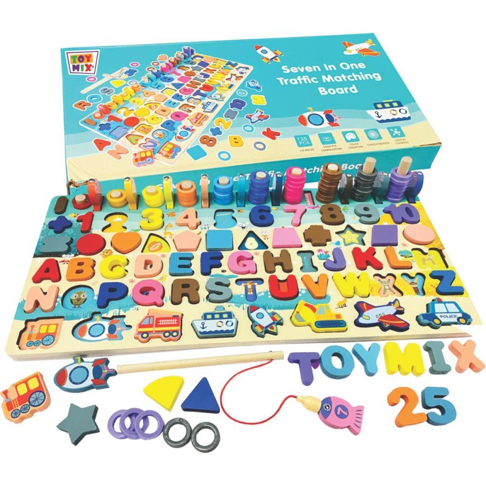 BRINQUEDO PEDAGOGICO MADEIRA MONTESSORI 7X1 135 PECAS TOY MIX UNIDADE
