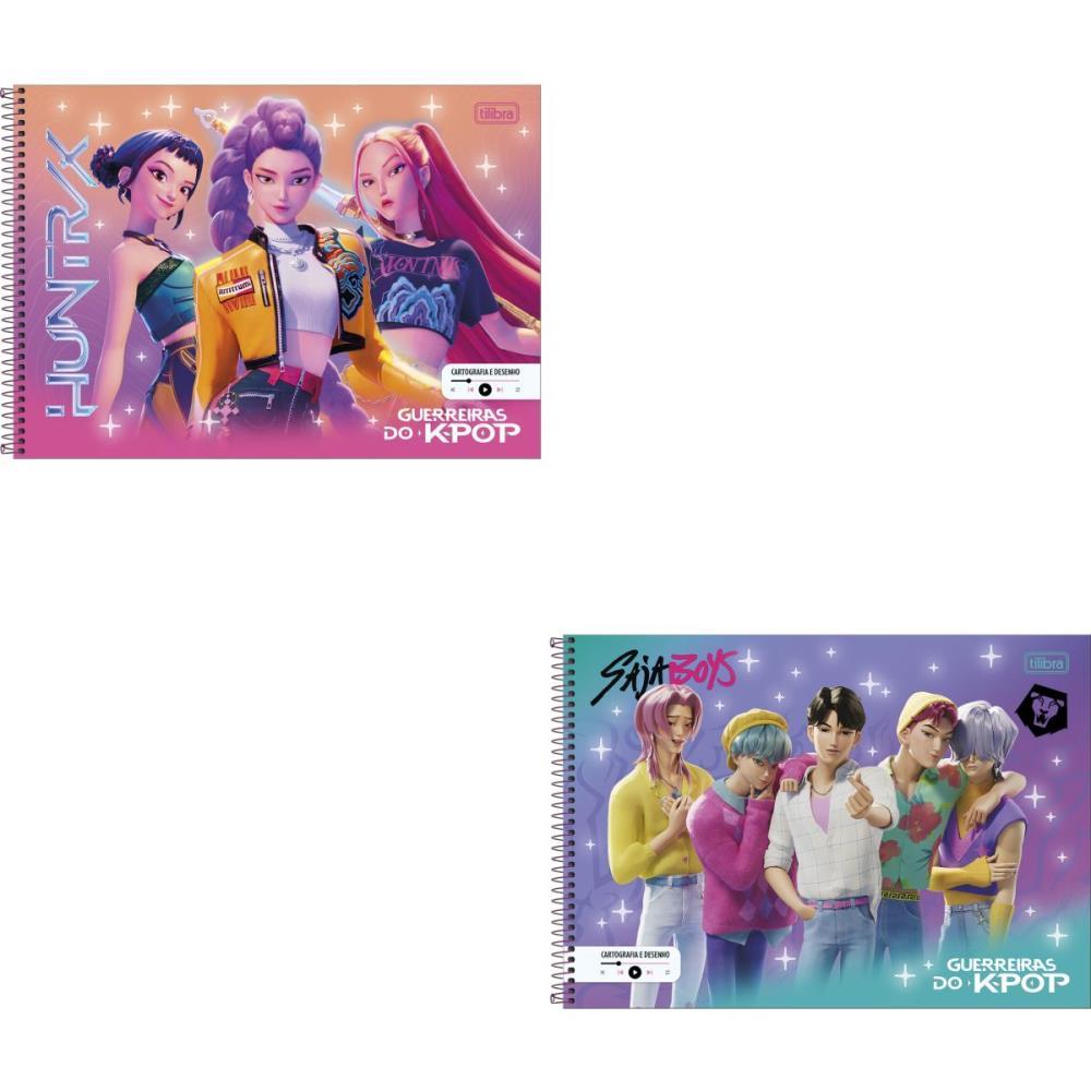 CADERNO DESENHO UNIV CAPA DURA GUERREIRAS DO K-POP 80FLS TILIBRA PCT.C/04