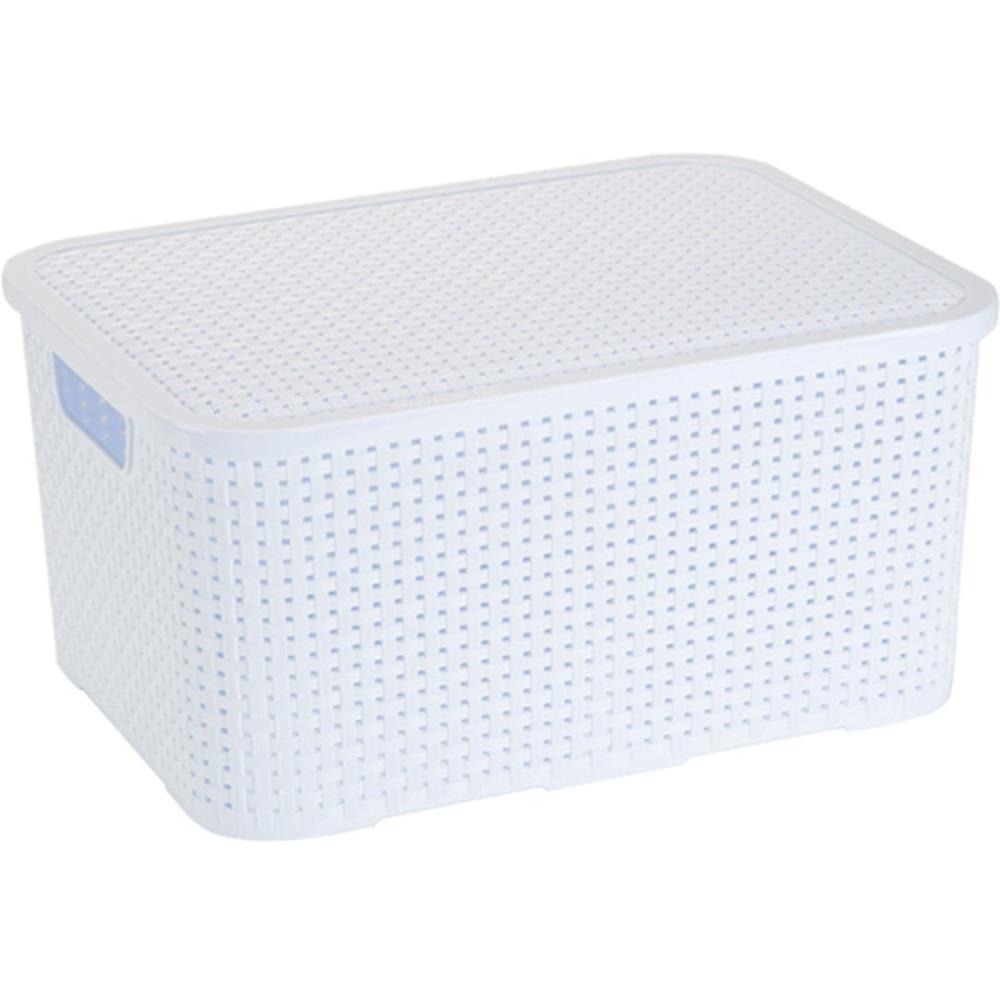 CAIXA PLASTICA MULTIUSO RATTAN C/TAMPA BRANCA 3,5L MONTE LIBANO UNIDADE