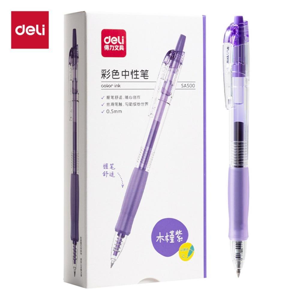 CANETA GEL RETRATIL C/GRIP ROXA 0,5MM DELI CX.C/12