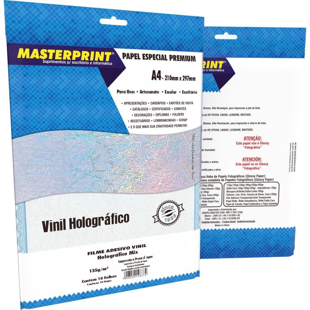 FILME ADESIVO INKJET A4 135G HOLOGRAFICO MIX MASTERPRINT PCT.C/10