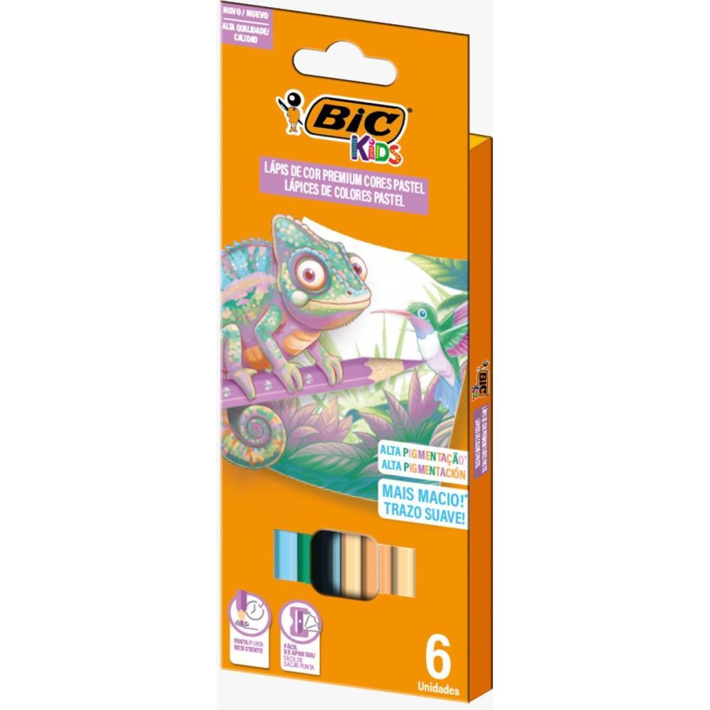 LAPIS DE COR SEXTAVADO BIC KIDS PASTEL 6 CORES BIC PCT.C/08