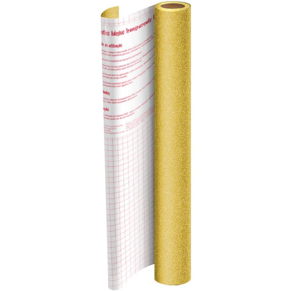 PLASTICO ADESIVO 45CMX10M GLITER DOURADO PP 0,10 DAC ROLO