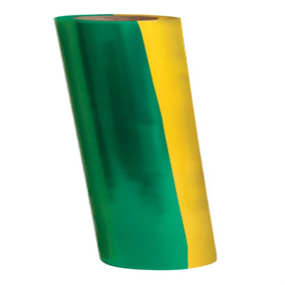 PLASTICO PARA ENCAPAR 25M LISTRADA VERDE/AMARELO 45CM DAC ROLO