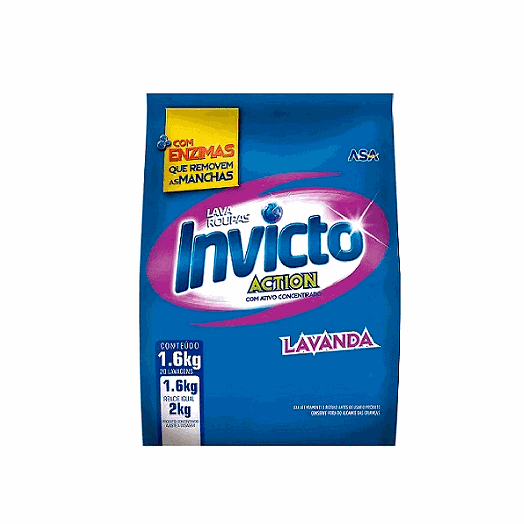DETERGENTE EM PO INVICTO ACTION LAVANDA 1.6KG R.113049
