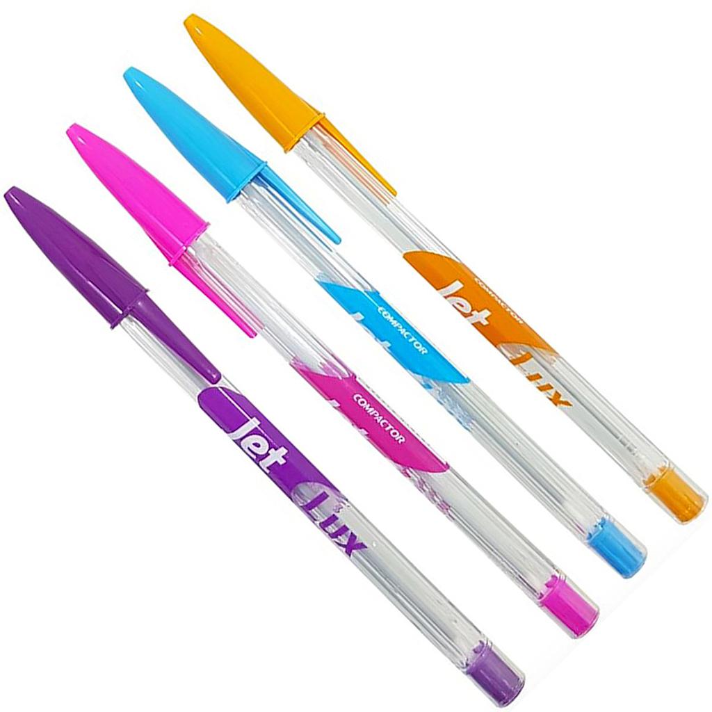 CANETA ESFEROGRAFICA COMPACTOR JETLUX 1.00MM MEDIA SORTIDA COM 4