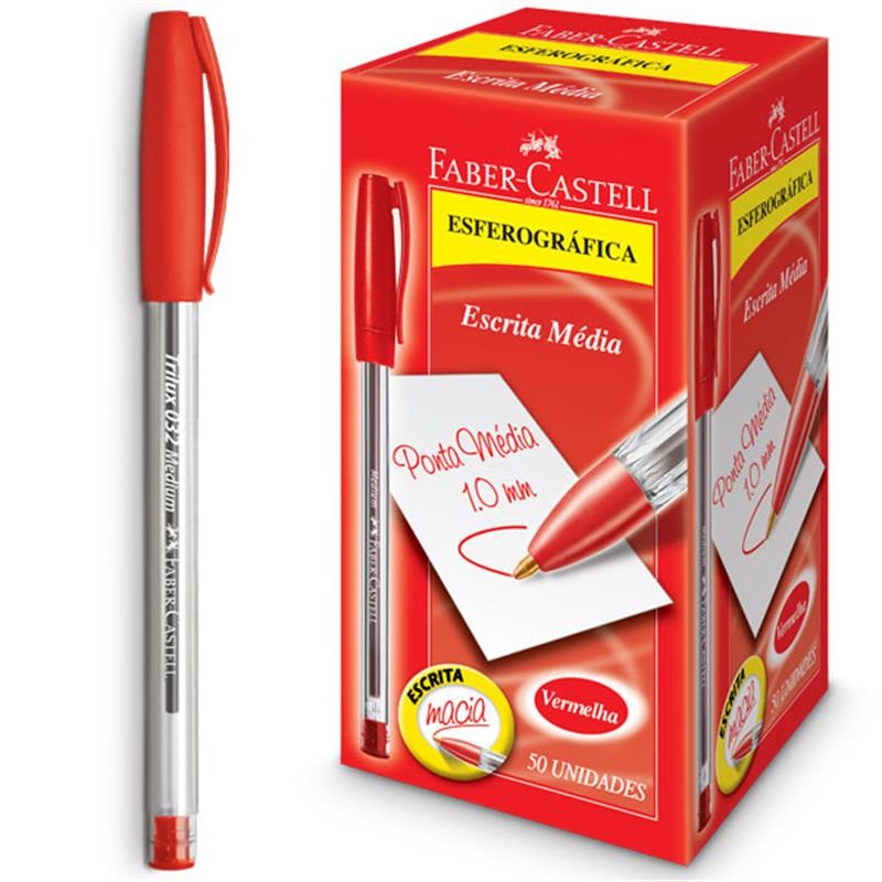 CANETA ESFEROGRAFICA TRILUX PONTA MEDIA VERMELHA - FABER-CASTELL UNIDADE