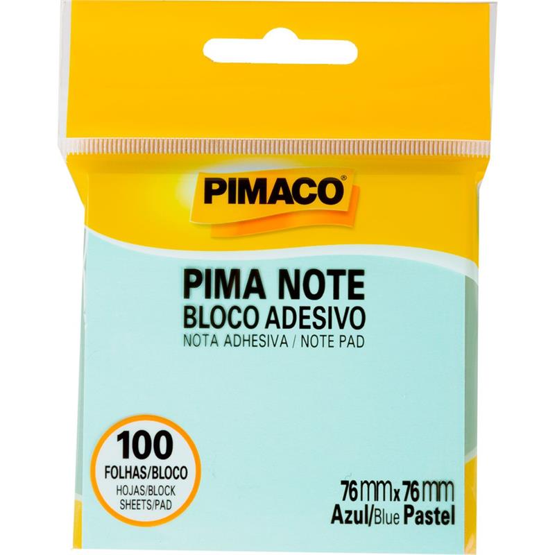 BLOCO DE RECADO AUTOADESIVO PIMANOTE 76 MM X 76 MM 100 FLS AZUL PIMACO