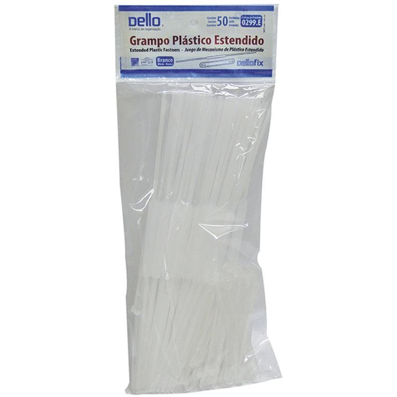 GRAMPO TRILHO PLASTICO DELLOFIX ESTENDIDO BRANCO DELLO PCT C/50