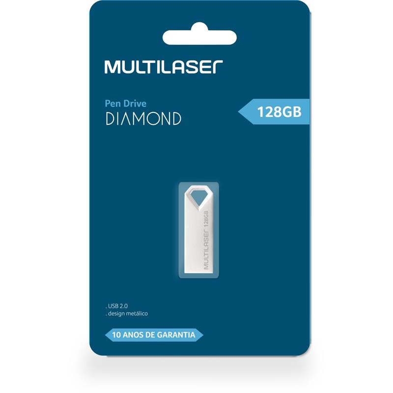 PEN DRIVE USB DIAMOND METÁLICO 128 GB - MULTI UNIDADE