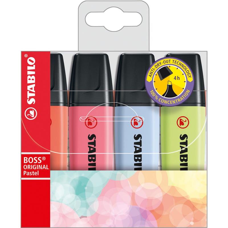 CANETA MARCA TEXTO STABILO BOSS 70/4-3 4 CORES - SERTIC ESTOJO