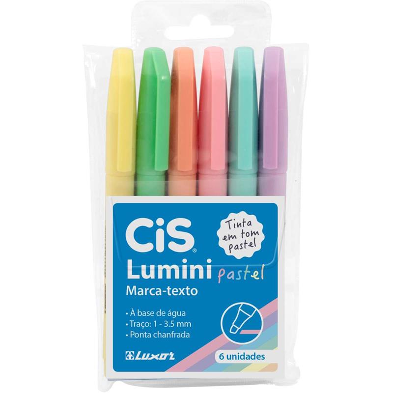 CANETA MARCA TEXTO CIS LUMINI TONS PASTEL 6 CORES - SERTIC ESTOJO