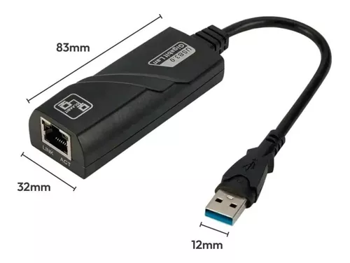 ADAPTADOR ETHERNET USB 3.0 RJ45 REDE GIGABIT 10/100/1000
