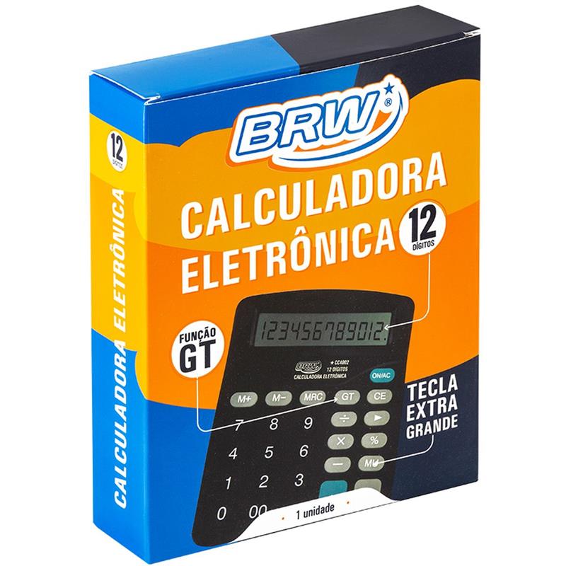 CALCULADORA DE MESA 12 DÍGITOS 18 CM X 14 CM X 4 CM PRETA - BRW UNIDADE